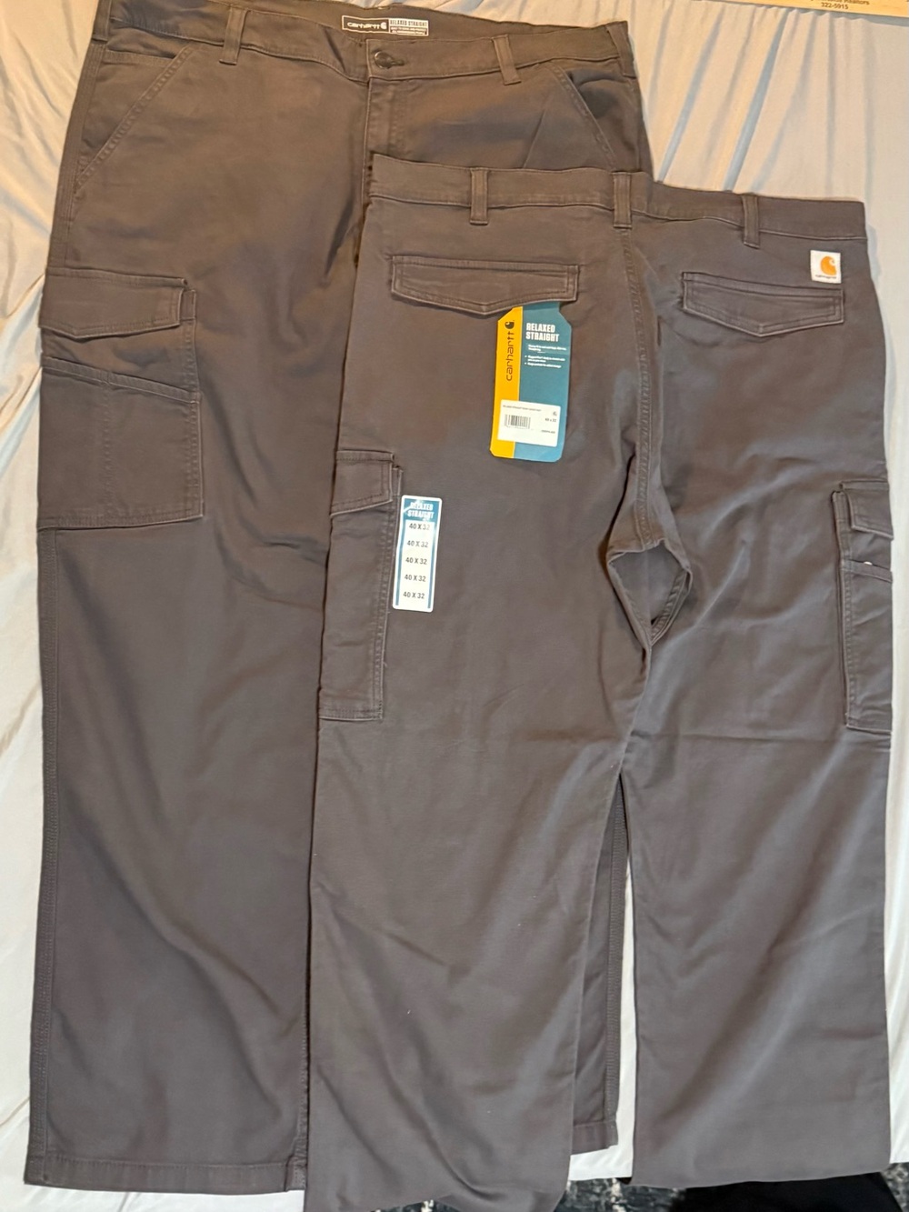 Carhartt Men's Cargo Pants 40x32 Gray Relaxed Fit 103574-029 NWT Lot Of 2